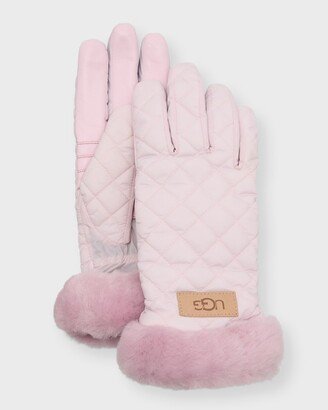 Quilted Performance Gloves With Faux Fur Cuffs