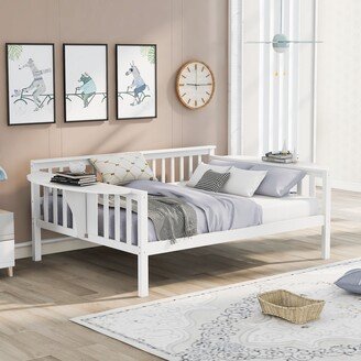 TOSWIN Full Size Wood Daybed with Small Table & Slat Support, No Box Spring Needed-AA