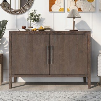 EDWINRAY 47.2 Versatile Wooden Storage Cabinet with 2 Metal handles & 2 Doors for Hallway, Living Room, Bedroom