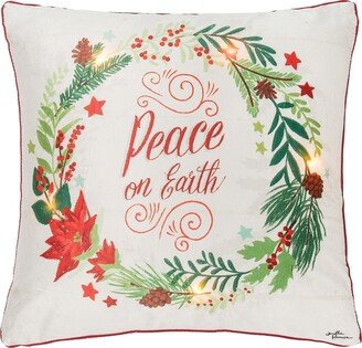 Peace On Earth Light-Up Led 18 x 18 Throw Pillow