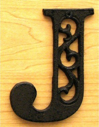 Cast Iron Letter J - Black - 4 5/8 H x 3 1/2 W