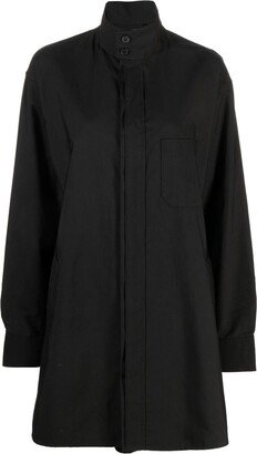 Funnel Neck Button-Front Coat