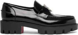 CL Moc black leather strass loafers