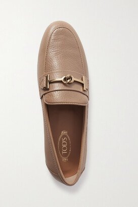 Logo-embellished Textured-leather Loafers - Brown