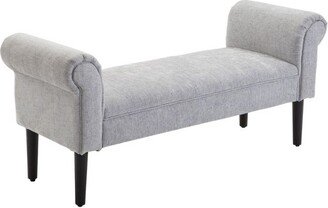 HOMCOM 52 Linen Upholstered Accent Ottoman Bench With Armrests, Light Gray