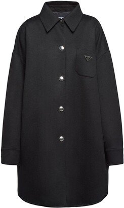 Logo-Plaque Wool Coat