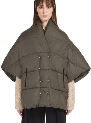 Snap-Front Shell Puffer Cape