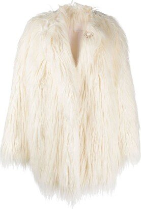 Faux-Fur Long-Sleeve Coat