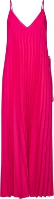 V-Neck Palmer Pleated Maxi Dress-AA