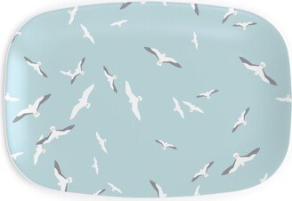 Serving Platters: Flying Seagulls - Blue Serving Platter, Blue