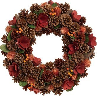 Foam 15.75In Multicolored Harvest Pinecones Wreath