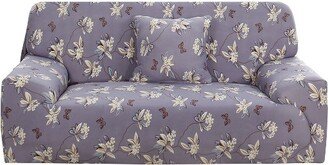 PiccoCasa Printed Sofa Cover Stretch Slipcover Furniture with One Pillow Cover for Chair Taro Purple 88-114 inches