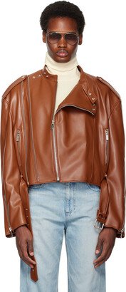 Brown Cropped Leather Jacket
