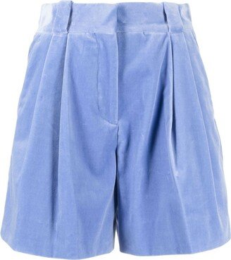 Crushed-Velvet Pleated Shorts