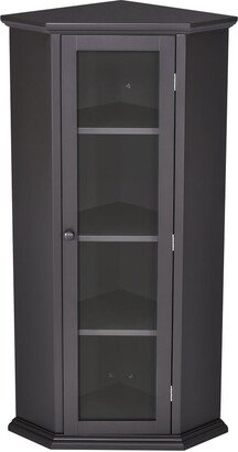 Zeus & Ruta Freestanding Bathroom Black Cabinet with Glass Door - 42.32''H