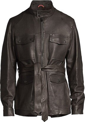 Leather Belted Field Jacket