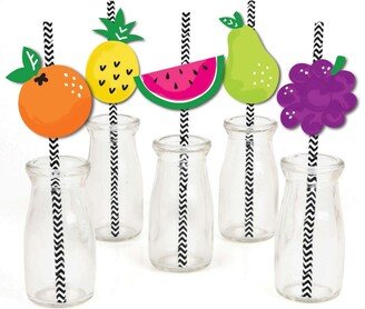 Big Dot Of Happiness Tutti Fruity Paper Straw Decor - Frutti Summer Party Striped Decor Straws 24 Ct