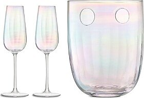 Mother of Pearl Look Ice Bucket and Champagne Flute Pair