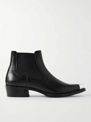 Punk Embellished Leather Chelsea Boots