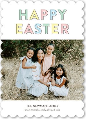 Easter Cards: Simple Lettering Easter Card, White, 5X7, Signature Smooth Cardstock, Scallop