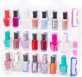 Glamlily Clear Nail Polish Caddy Holder for 48 Bottles and Nail Tools (13.78 x 13.39 x 3.15 In)