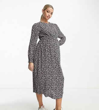 New Look Maternity tiered nursing dress in black floral