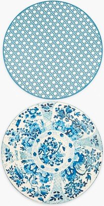 Holly Stuart Home Reversible Canton Plate and Cadet Blue Cane Placemats Set of 2