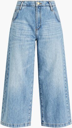 Faded cropped high-rise wide-leg jeans