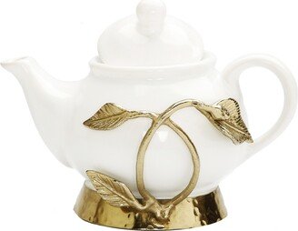 Tea Kettle with Leaf Design Ornament, 8