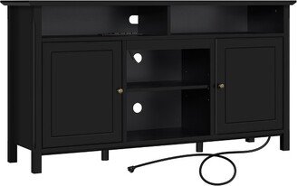 31in Height Modern MDF TV Stand TV Console Table with Power Outlet Black