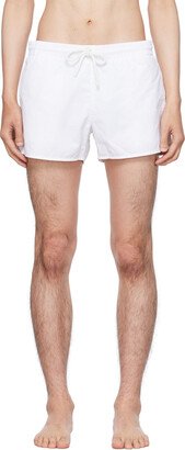 White Short Length Swim Shorts