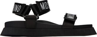 Black Jacquard Logo Sandals