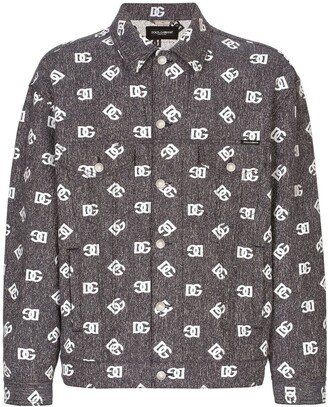 logo jacquard denim jacket