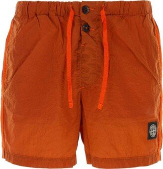 Logo Patch Drawstring Swim Shorts-AP