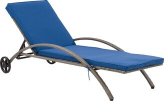 Blue Patio Sun Lounger - Blended Grey Finish/Oxford Blue Cushions