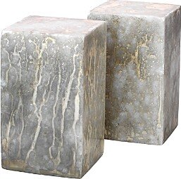 Solid Marble Bookends, Set of 2