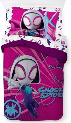 Jay Franco Spidey His Amazing Friends Ghost Spidey Microfiber 4 Piece Bed Set, Toddler