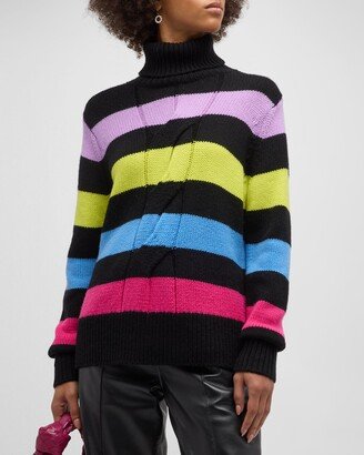 Striped Wool-Cashmere Turtleneck Sweater