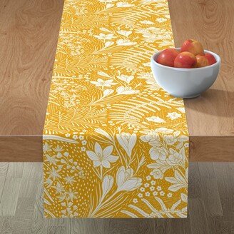 Table Runners: Forest Flowers Reimagined Paisley - Mustard Yellow Table Runner, 72X16, Yellow