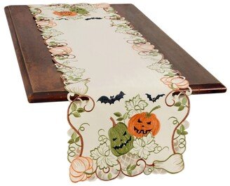 Halloween Jack-o-Lanterns Embroidered Cutwork Table Runner