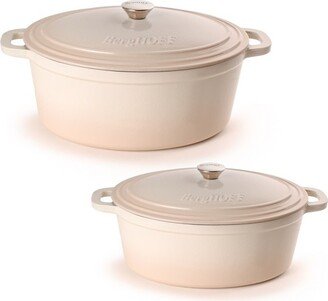 Neo 4Pc Cast Iron Cookware Set, 5qt. & 8qt. Oval Dutch Ovens, Matching Lids, Meringue