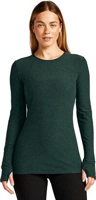 Spacedye Classic Crew Pullover (Midnight Green Heather) Women's Clothing