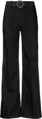 Belted Wide-Leg Jeans-AA