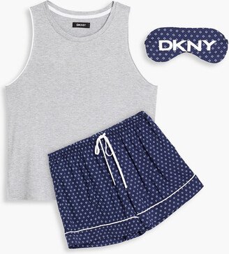 DKNY Sleepwear Printed mélange stretch-jersey pajama set