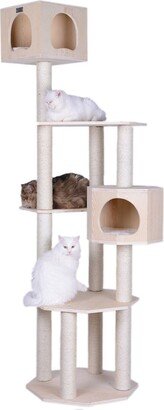 85 Real Wood Premium Scots Pine, 5-Level Cat Tree With 2 Condos