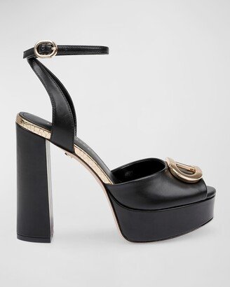 DEE OCLEPPO Brigette Leather Medallion Platform Sandals