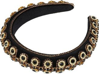 Unique Bargains Women's Bling Double-layered Rhinestone Flannel Wide Edge Headband 5.71