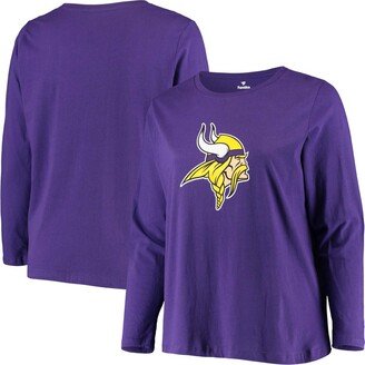 Women's Plus Size Purple Minnesota Vikings Primary Logo Long Sleeve T-shirt