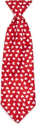 The Worthy Dog Hearts Neck Tie Adjustable Collar Attachment Accessory - Red - L