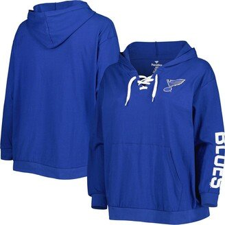 Women's Royal St. Louis Blues Plus Size Lace-Up Pullover Hoodie